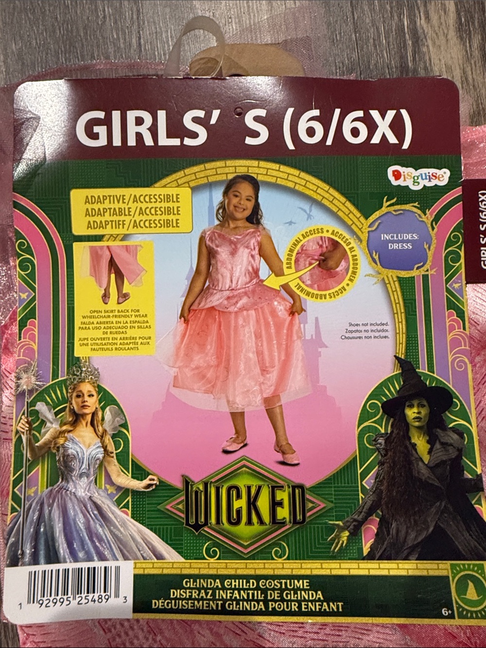 Wicked Glinda Girls' Dress Halloween Costume in Light Pink